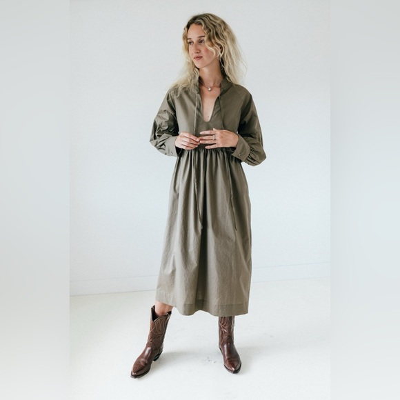 A Bronze Age Dresses & Skirts - Olive 100% Cotton Midi Dress - A Bronze Age M